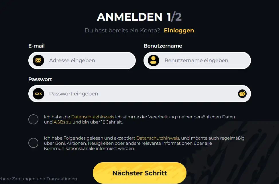 Boomerang Casino Registrierung